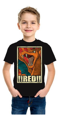 Playera Infantil Charizard Vintage Red Anime Manga Japonés 1