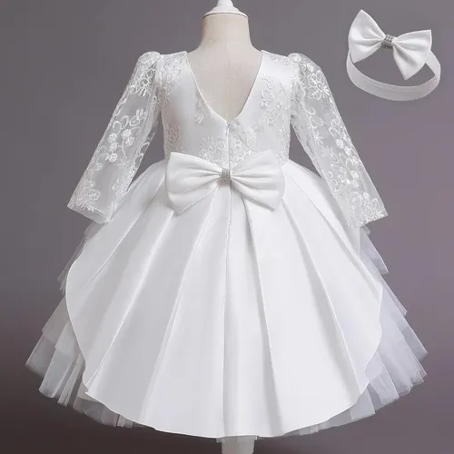 reforma Inconsistente longitud Vestido Blanco Elegante Para Niña, Bautizo, Bautismo.