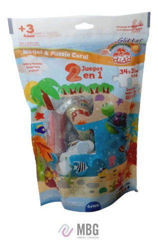 Imagen 1 de 4 de Set Rompecabezas Puzzle + Masas Glitter Model Dido Coral