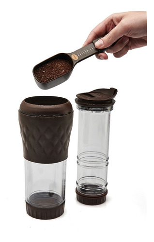 Escala de dosis correcta para cafetera Pressca, cuchara de café negra y marrón