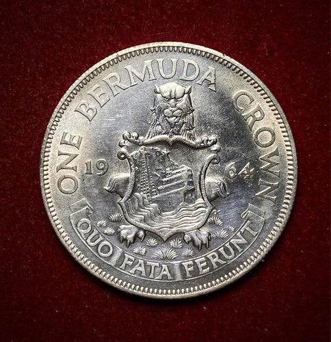 Moneda 1 Corona Bermuda 1964 Km 14 Plata 0.500 Elizabeth 2