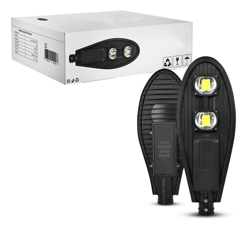 Luminária De Poste Slim Cob 100w Iluminação Externa Branco Frio 6500k 1º Linha