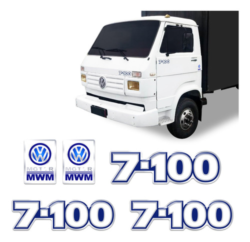 Kit Emblemas 7-100 Caminhão Volkswagen Mwm Branco Resinado