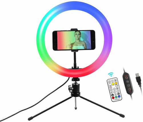 Anillo Luz Para Selfie 10 Soporte Telefono Led 26 Color