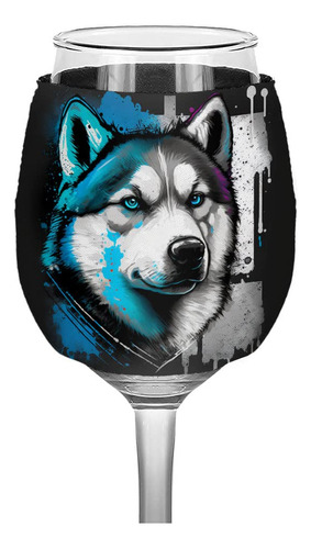 Funda Para Copa Vino Siberian Husky  Arte Unica