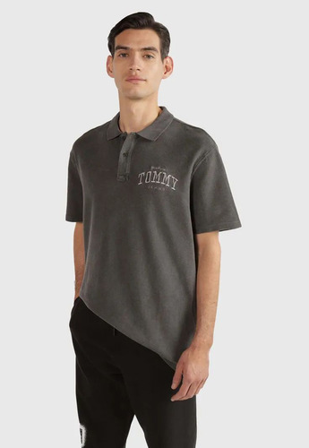 Polo Oversize Con Logo Negro Tommy Jeans
