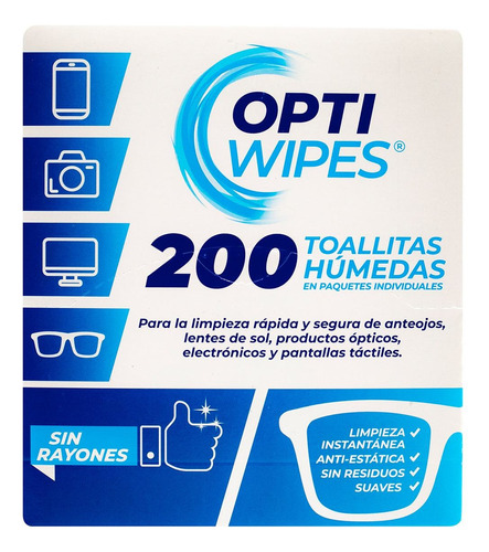 Toallitas Humedas Limpiadoras Opti Wipes P/lente Pantalla