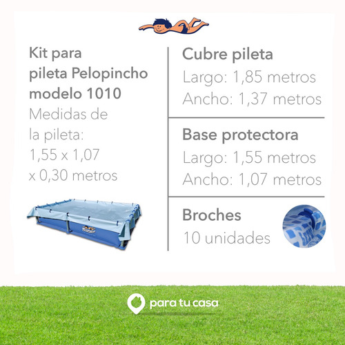 Pileta Lona 500 Lt Pelopincho 1010 + Cubre Pileta + Base