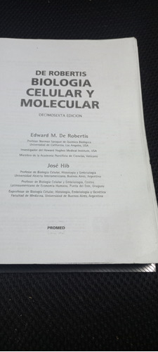 Biología Celular Y Molecular - De Robertis - Edición 16°