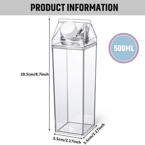 Garrafas De Água De Caixa De Leite De 17 Oz/500 Ml, Garrafa