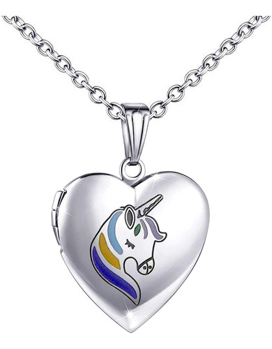 Youfeng Collar Con Medallón De Corazón Con Diseño De Unicorn