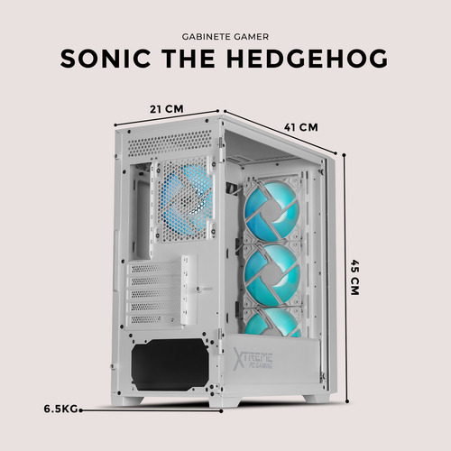 Gabinete Xtreme Sonic Hedgehog Micro Atx 4 Fan Usb-c Argb
