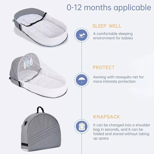 Cuna Plegable Con Mosquitera Para Bebé Recién Nacido
