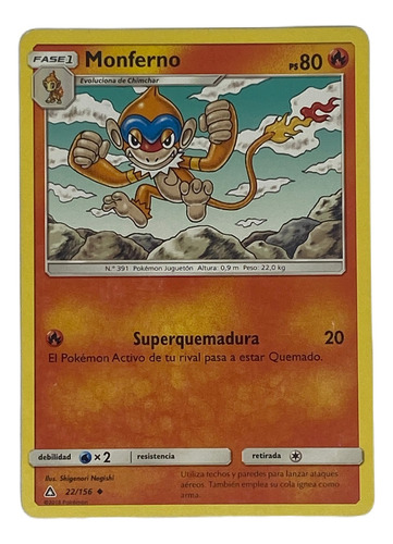 Monferno Carta Pokémon Original Tcg Español 22/156