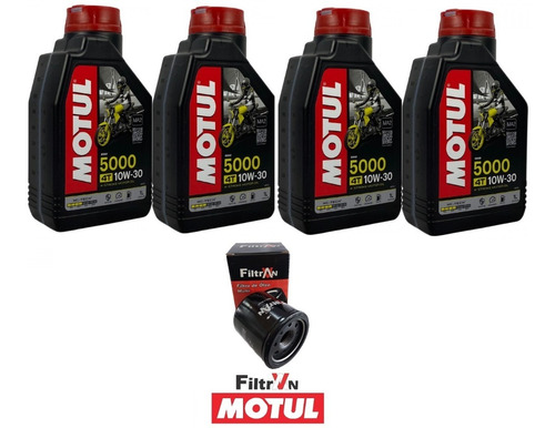 Kit 4 Óleo Motul 5000 10w30 + Filtro Fram 6017 Africa Cbr