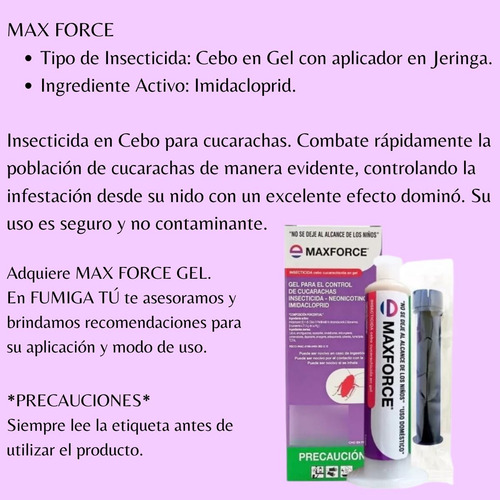 Maxforce Gel 30g Envu. Insecticida En Cebo. Mata Cucarachas