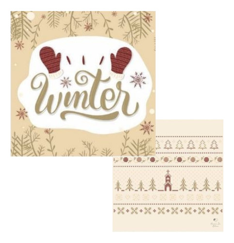 Papel Cardstock Scrapbook Artes Pinheiros Bordado De Inverno