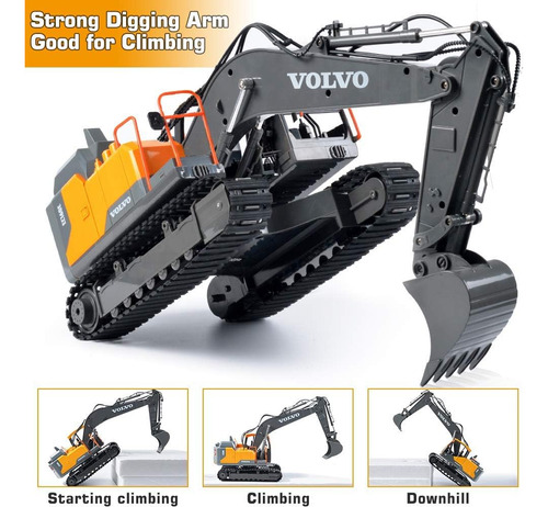 Volvo Rc Excavadora 3 En 1 Construcción Camión Metal Pala