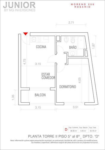 Imagen 12 de 12 de Departamento De 1 Dormitorio En Venta En Rosario