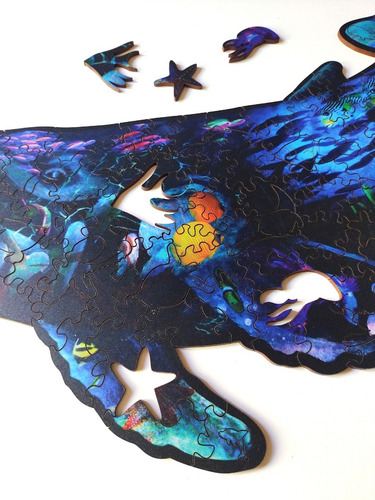 Juego Rompecabezas Ilustrado Ballena Madera Puzzle - Estich