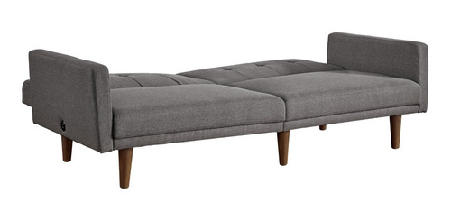 Imagen 4 de 9 de Futón Gris Moderno, Sofá Cama Con Usb Cargadores