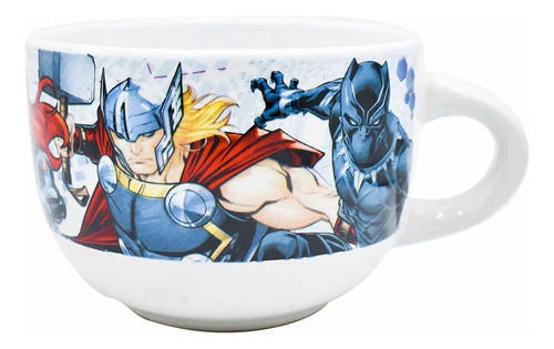 Tarro Cerealero/cafe Jumbo Cerámica Avengers Marvel 820 Ml Color Blanco