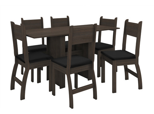 Juego De Comedor Mesa 6 Sillas Madera Mdf Tapizado Compramas