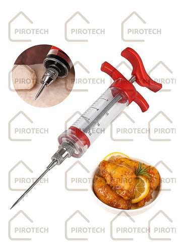 Jeringa Gastronómica Para Marinar Carnes Inyector De Salsas Con Aguja De Acero Inoxidable Ideal Para Pollo, Cerdo, Vacuno Y Asado Cocina Profesional O Parrilla 30ml
