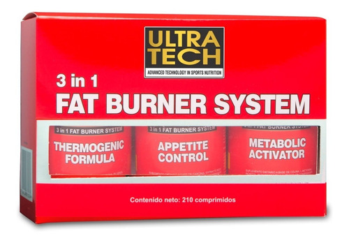 Quemador De Grasas Ultra Tech Fat Burner 3 En 1 Suplemento Compuesto Por 3 Fórmulas Termogénico  