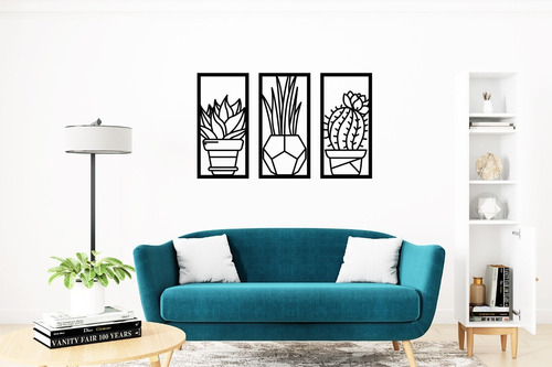 Cuadro Cactus Triptico Para Pared 120cm X 75cm Art7901