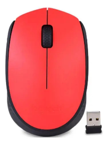 Mouse M170 Logitech Wireless USB compatível com Win cor vermelho/preto