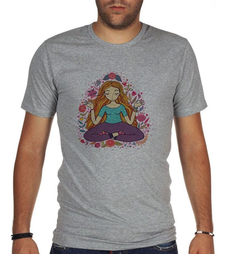 Remera De Hombre Meditacion Color Sentada Cruzada Yoga