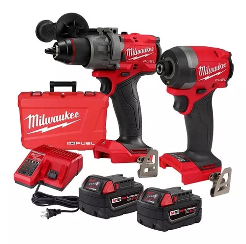 M18 FUEL™ Brushless Taladro Percutor Atornillador Milwaukee 2904-259  Mandril Metálico 1/2 de 158 NM con 2 Baterías M18 5Ah & Cargador de 220V –