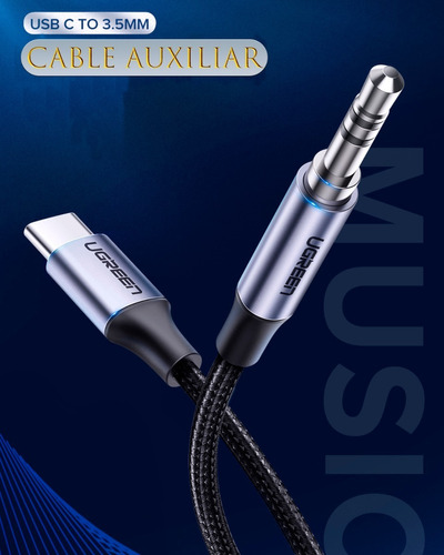 Cable Auxiliar 3.5 Mm A Tipo C Para Auto Ugreen