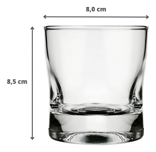 Vaso Amassadinho Rocks de 250 ml, kit de 12 unidades, color transparente