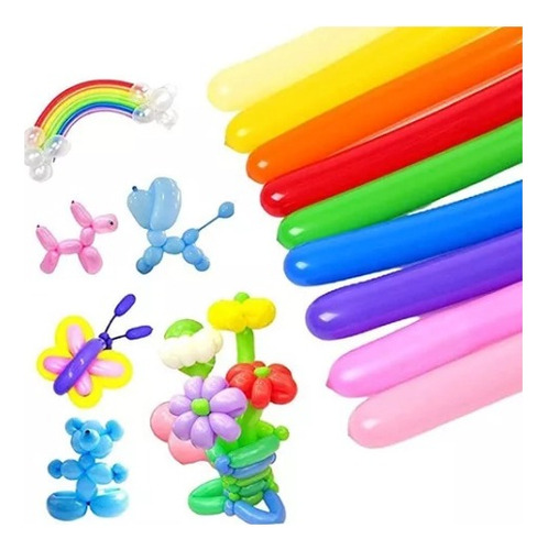 Pack 20 Globos Para Figuras + Bombin Inflador Fiestas Evento