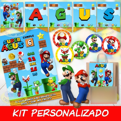 Pack Imprimible Super Mario Bros Personalizado
