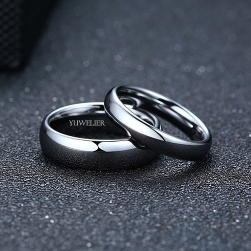 Anillo De Tungsteno Plateado Pareja Boda Matrimonio