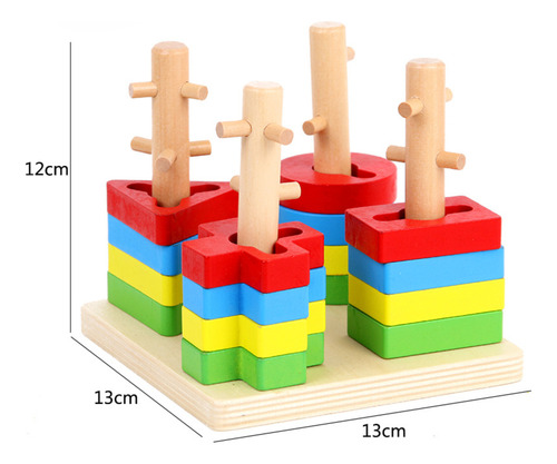Juego De Encastre Didactrico Madera Desarollo Geometrico 3+ Madera