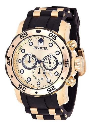 Relógio Invicta modelo 17885 Pro Diver Cor de fundo: cor de fundo: ouro, pulseira, cor preta, moldura, cor dourada