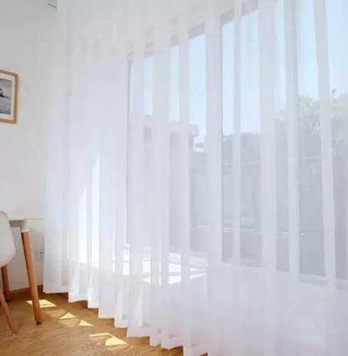 Cortina Voil 5,00x2,50 Sala Ou Quarto Cromado Trilho Branco