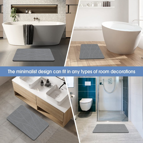 Tapete De Baño Antideslizante De Diatomita 60x40 Cm Line1-grey Nombre Del Diseño
