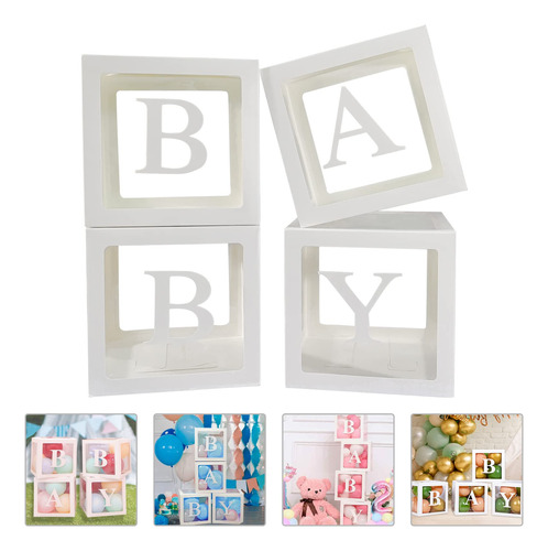 Perpaol Baby Cajas Con Letras Para Baby Shower, 4pcs Caja De