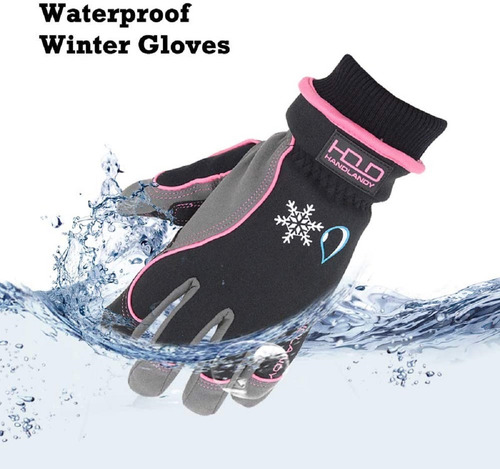 Imagen 3 de 6 de Guantes Moto Handlandy Termicos Impermeables Thinsulate Rosa