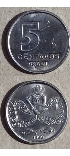 Moneda De Brasil Año 1989 De 5 Centavos 