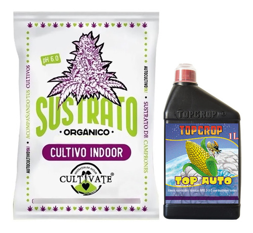 Sustrato Cultivate Indoor Orgánico 80lts Top Crop Auto 1lt