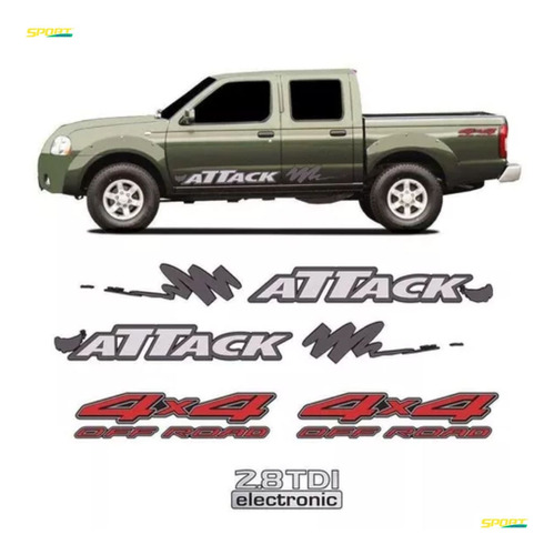 Emblemas Frontier 02/08 Faixa Attack + 4x4 Off Road + 2.8tdi