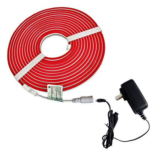 Tira Led Neón Flexible Gengxin Color Rojo 5mts+regalo Fuente Roja