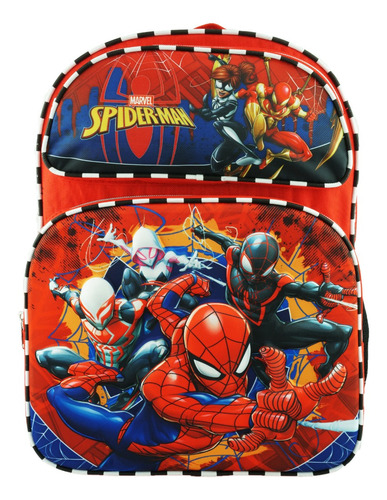 Mochila Primaria 3d Escolar Niño Spiderman Color Negro