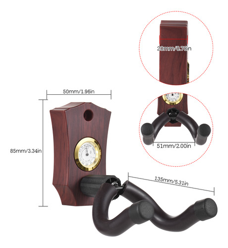 Soporte De Pared Para Guitarra Y Higrómetro 2 En 1 Para Inst